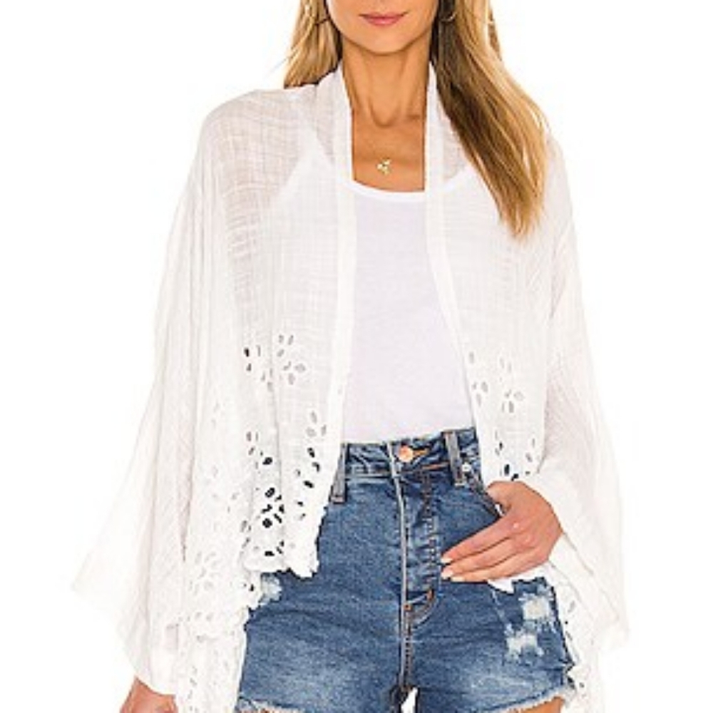 White Lace Trim Women Top